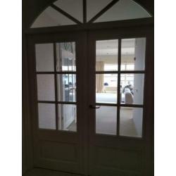 Massief houten deuren set stolpstel wit facet geslepen glas
