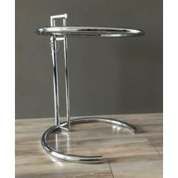 Design tafel Chroom met glazen blad naar vb Eileen Gray