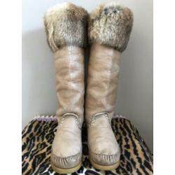 LdiR hoge Ibiza laarsjes ?? 38 camel kleur bont studs leer