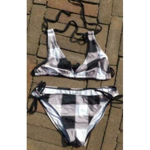 DUTCHY zwart/wit/grijs geblokt bikini mt 38 cup B