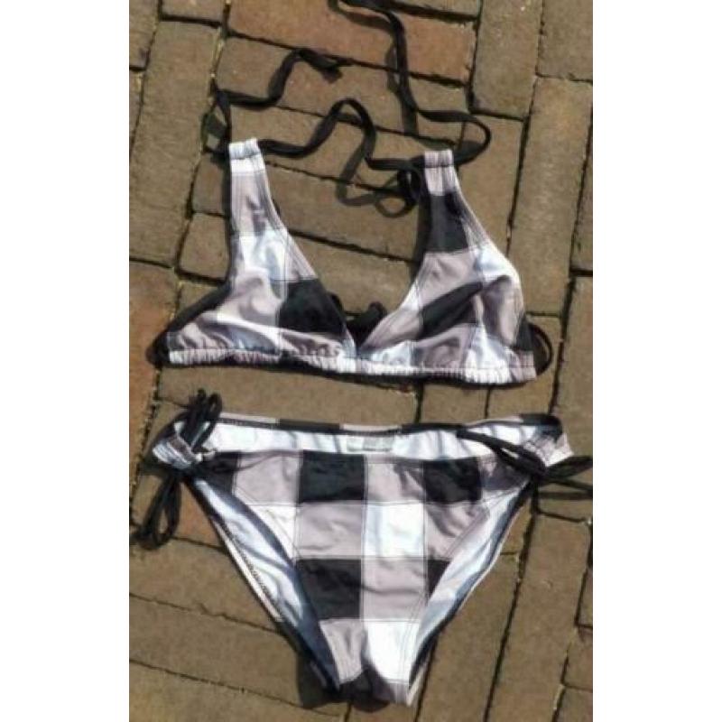 DUTCHY zwart/wit/grijs geblokt bikini mt 38 cup B