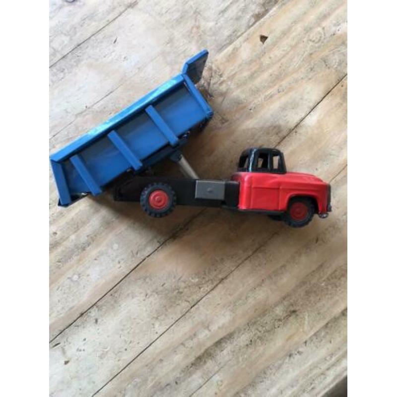 Vintage blikken speelgoed vrachtwagen