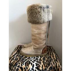 LdiR hoge Ibiza laarsjes ?? 38 camel kleur bont studs leer
