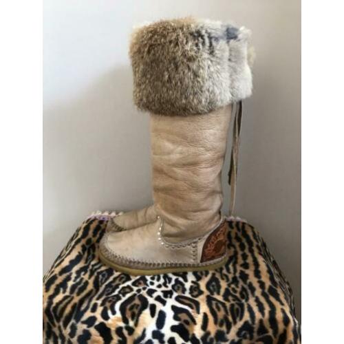 LdiR hoge Ibiza laarsjes ?? 38 camel kleur bont studs leer