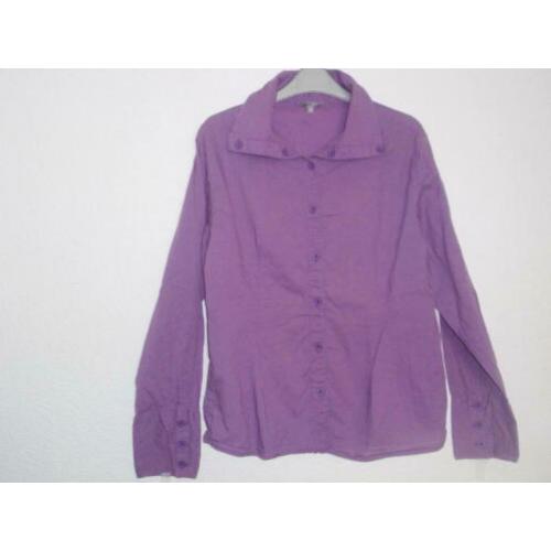 Maat 44 - once - paarse katoenen blouse/ shirt