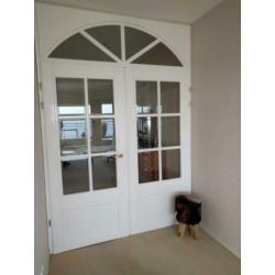 Massief houten deuren set stolpstel wit facet geslepen glas