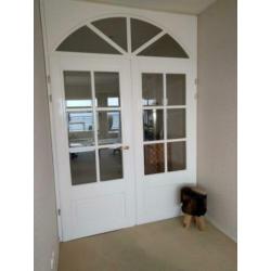 Massief houten deuren set stolpstel wit facet geslepen glas