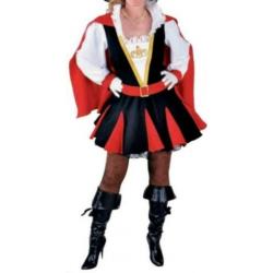 Leuk rood/wit/zwart/goud MUSKETIERS jurkje
