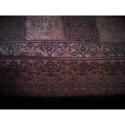 lap stof (sprei) uit India 205x140. m. randmotief,roze-bruin