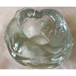 3x snowball, (2x Kosta Boda), glas, waxinelichthouder