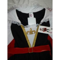 Leuk rood/wit/zwart/goud MUSKETIERS jurkje