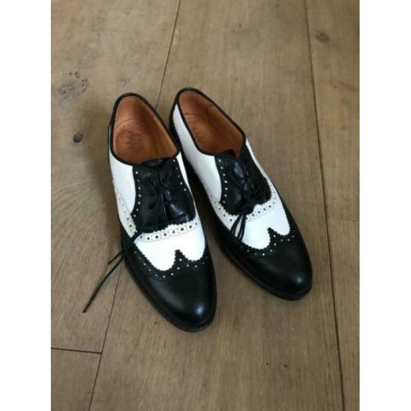 Leather lace ups, zwart wit, maat 40. Zo goed als nieuw