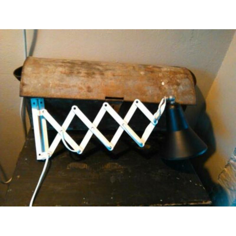Vintage retro jaren 60/70 schaarlamp uittreklamp hala