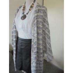 Primark lang omslag vest, wit-blauw, M/L