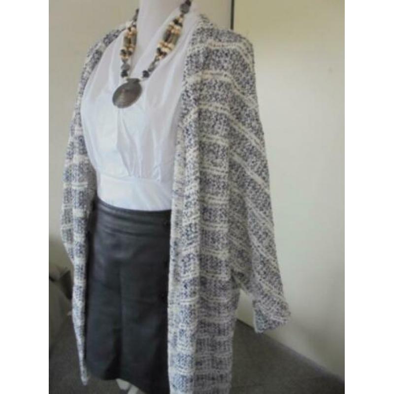 Primark lang omslag vest, wit-blauw, M/L