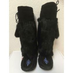 zwarte "indianen laarzen" mt 37 van suede en (fake) fur