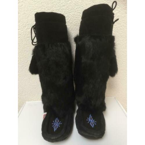 zwarte "indianen laarzen" mt 37 van suede en (fake) fur