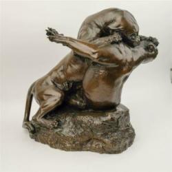 Georges Gardet (1863-1939) – Combat de deux panthères