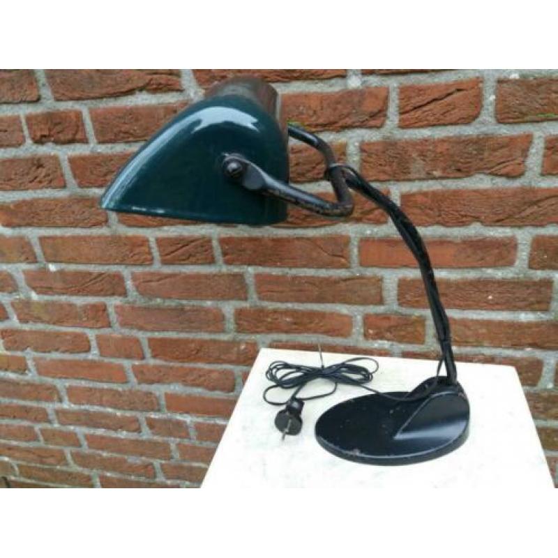 oude notarislamp bureaulamp met emaille kap