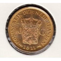 Gouden tientje 1911 Wilhelmina.