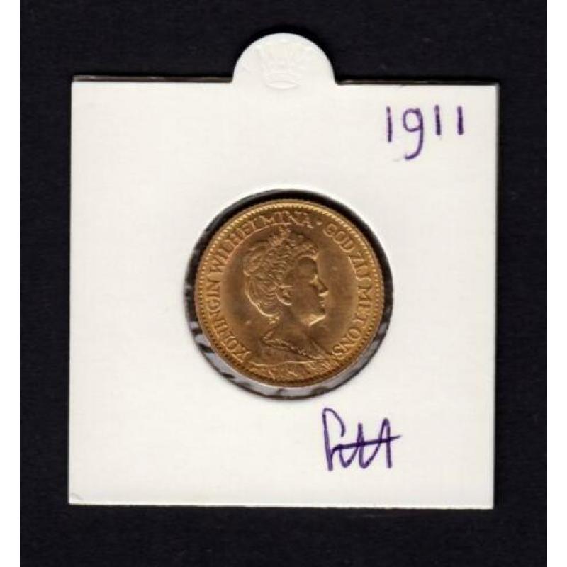Gouden tientje 1911 Wilhelmina.