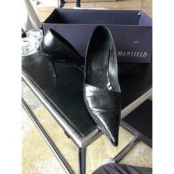 Mooie zwart leren pumps mt 39