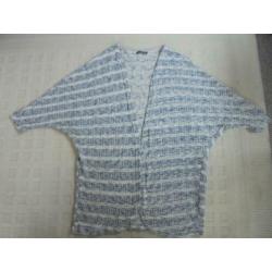 Primark lang omslag vest, wit-blauw, M/L