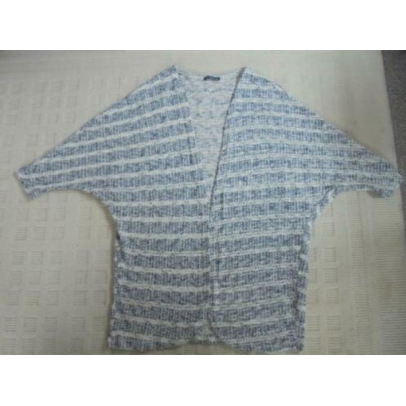 Primark lang omslag vest, wit-blauw, M/L