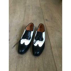 Leather lace ups, zwart wit, maat 40. Zo goed als nieuw