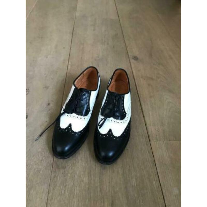 Leather lace ups, zwart wit, maat 40. Zo goed als nieuw