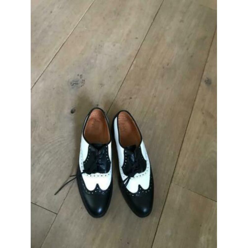 Leather lace ups, zwart wit, maat 40. Zo goed als nieuw
