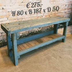 Vintage werkbank industrieel side table tafels, kasten