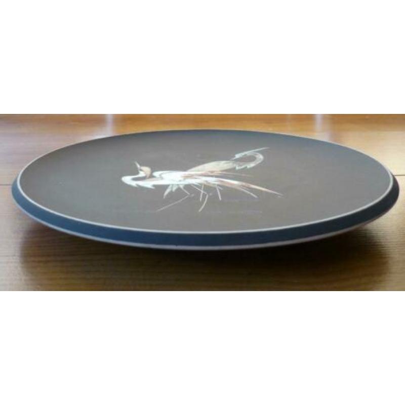 50 jaren wandbord met 2 reigers groen rood grijzig en wit