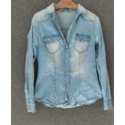 Zara Women blauwe denim blouse maat M