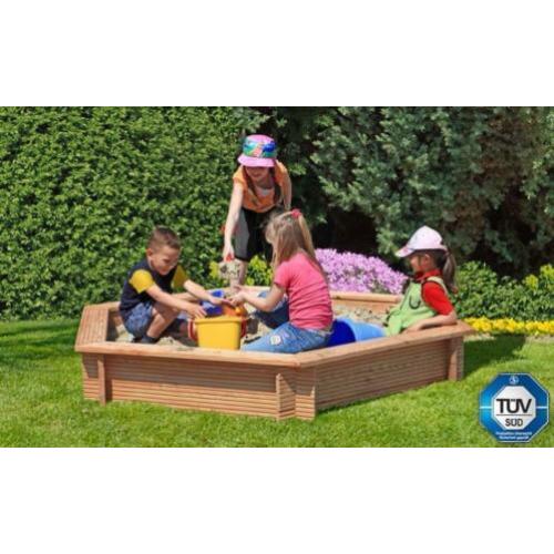 Houten zandbak Zeshoekig 230 cm | Unieke model zandbak 800