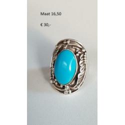 Zilveren ring met turkoois