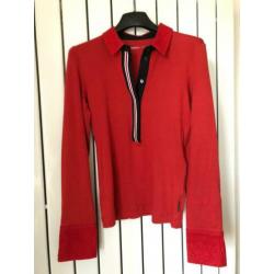 Marc cain marccain sports rode pullover polo met kant maat 2