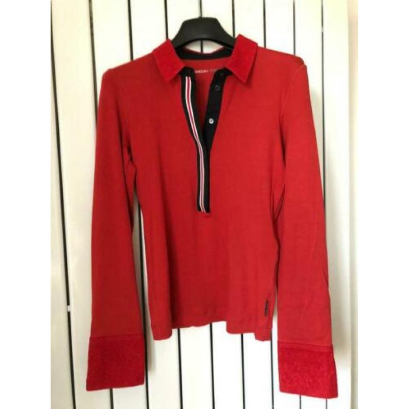 Marc cain marccain sports rode pullover polo met kant maat 2