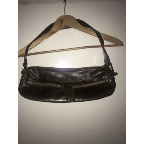 Vintage schoudertas bruin Gas 100% leer