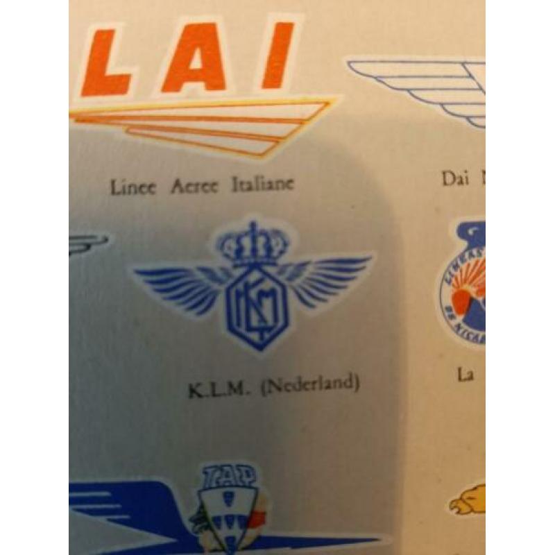Kaart met alle luchtvaart emblemen uit 1950