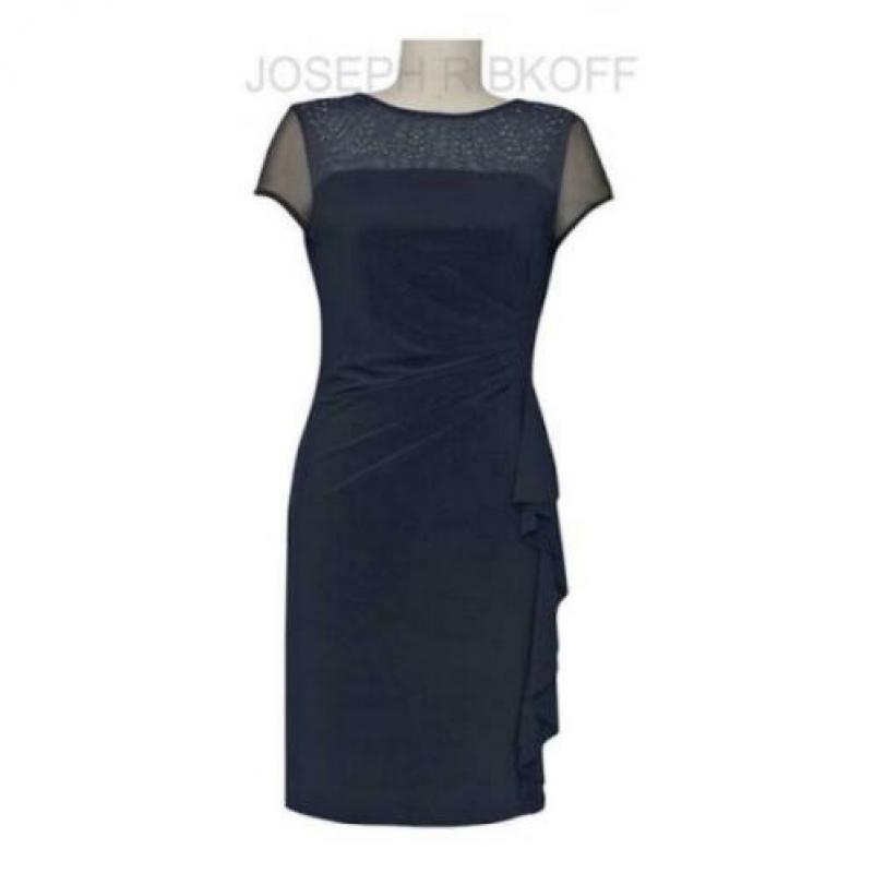 Joseph Ribkoff elegante jurk donkerblauw mooie accenten 38