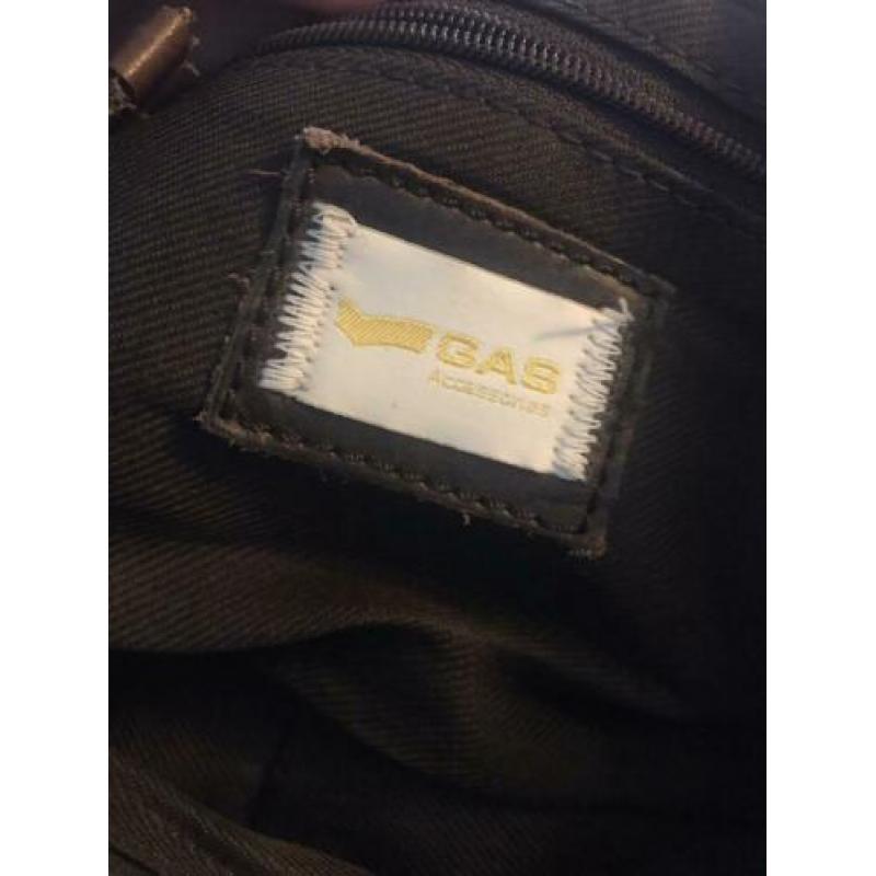 Vintage schoudertas bruin Gas 100% leer