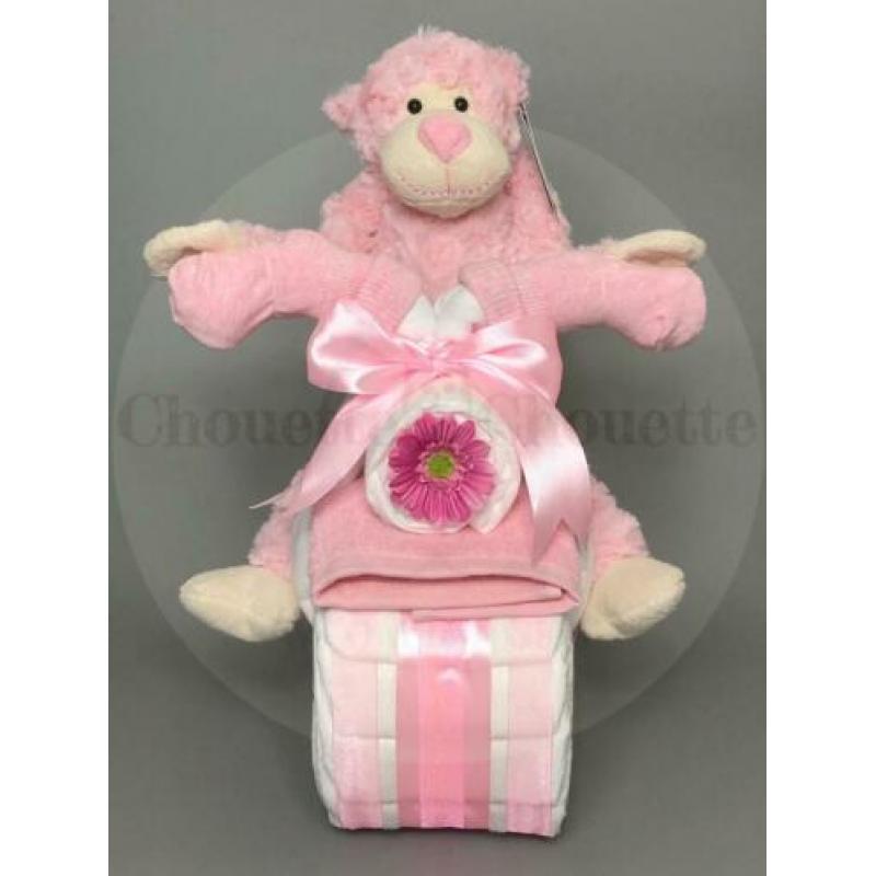 Gratis verzending Luiertaart Motor luiermotor Aap roze