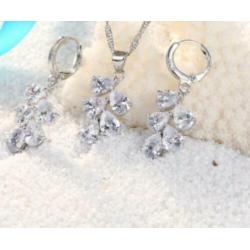 925 Sterling Zilveren Set met Zirkonia Nieuw