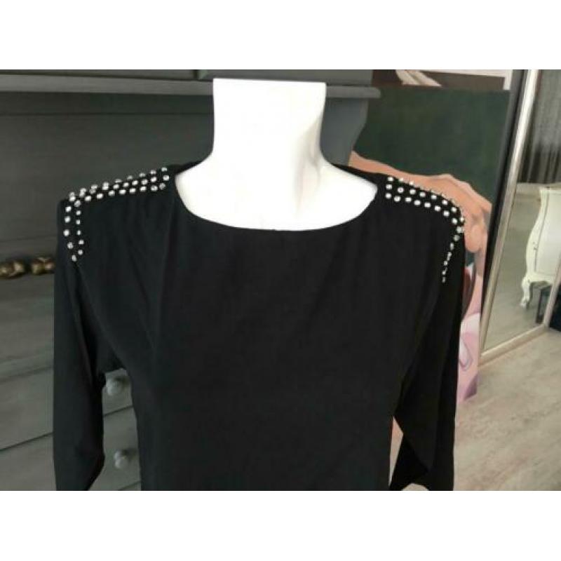 Stoere top met steentjes van HM maat 36 Longsleeve/trui