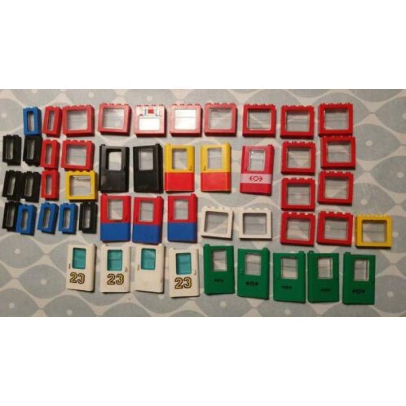 Lego vintage trein ramen deuren partij 50 stuks met glas