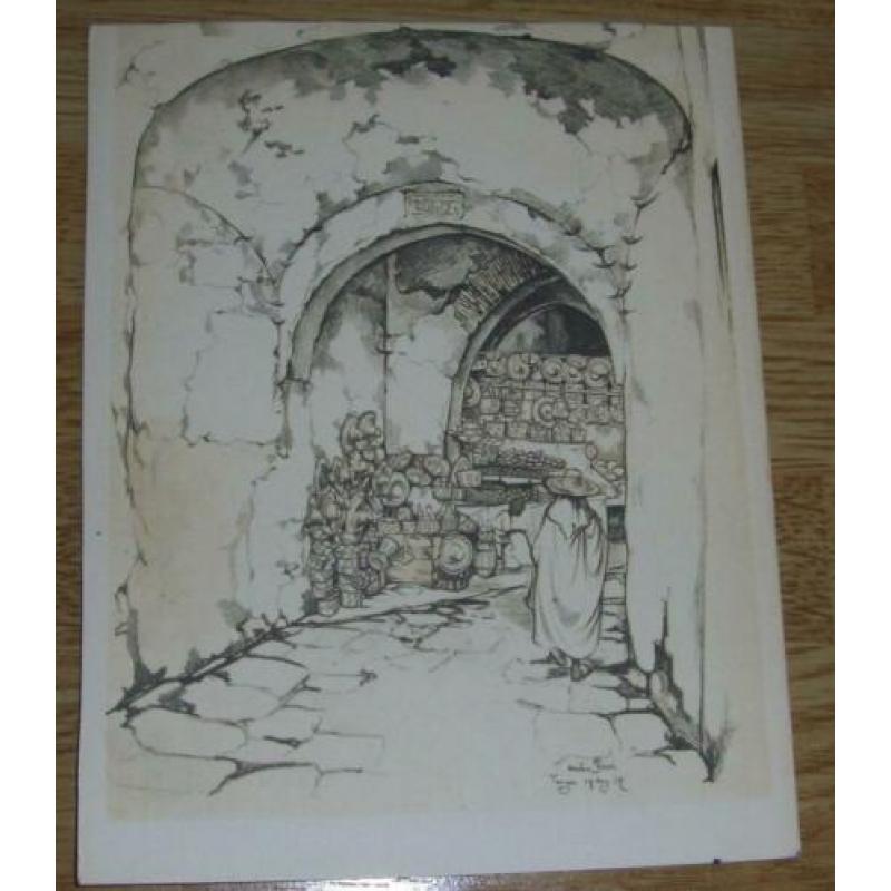 Oude Anton Pieck ansichten/kaarten - kleur en zwart-ecru