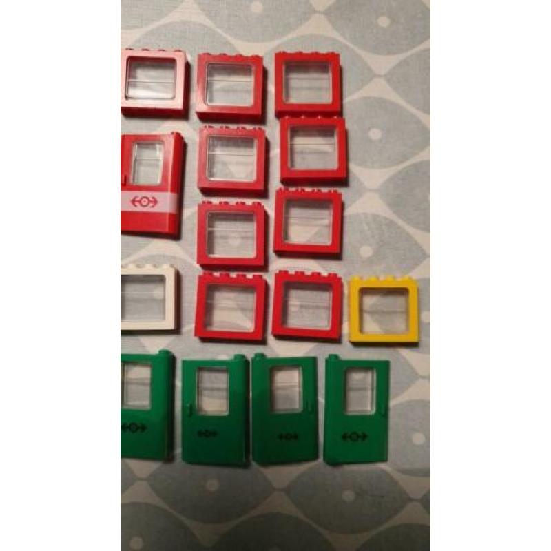 Lego vintage trein ramen deuren partij 50 stuks met glas