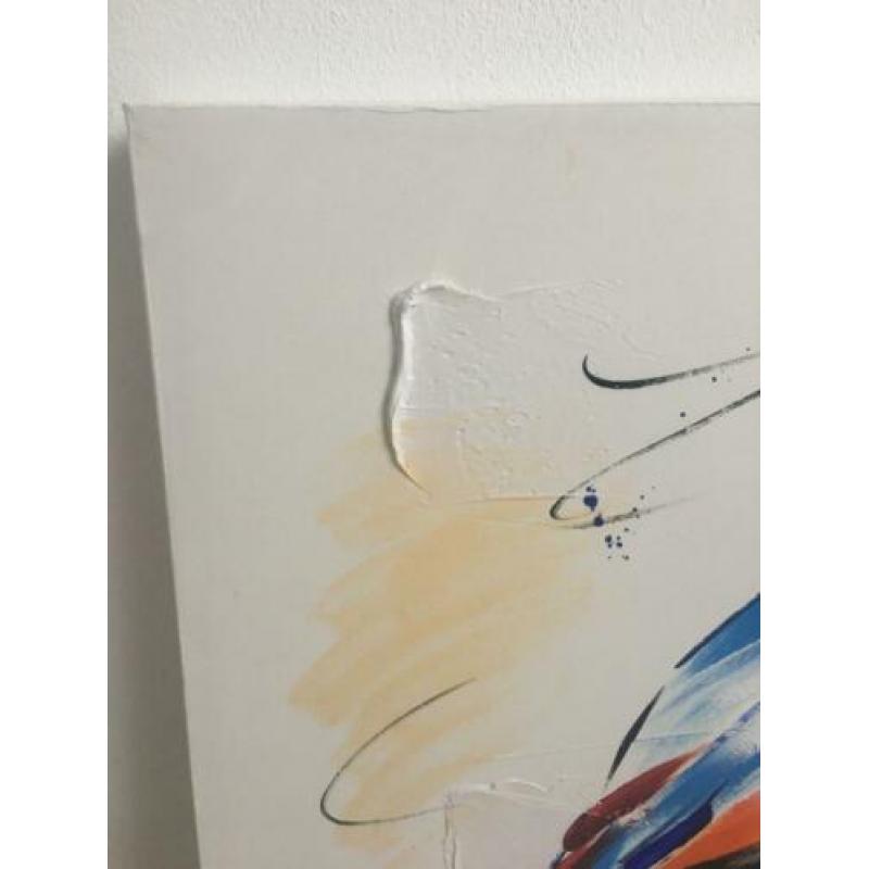 Schilderij kleurijke vogel (50x50x3)