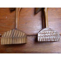 2 vintage houten kraanvogels